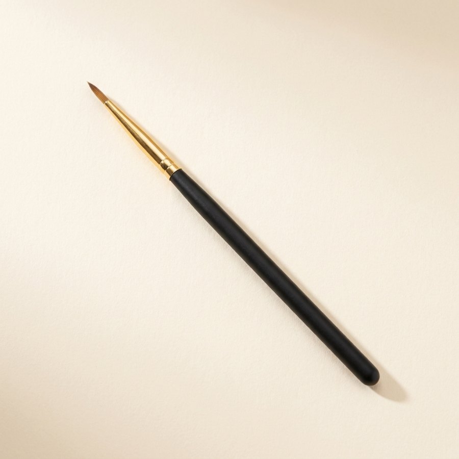 Nail Art Brush — black handle with gold ferrule, full product