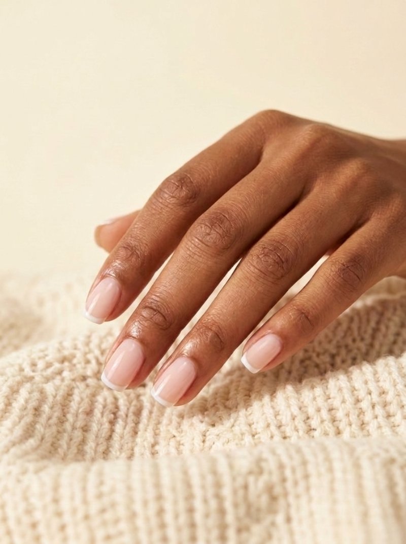 Delicate French tip on short nails