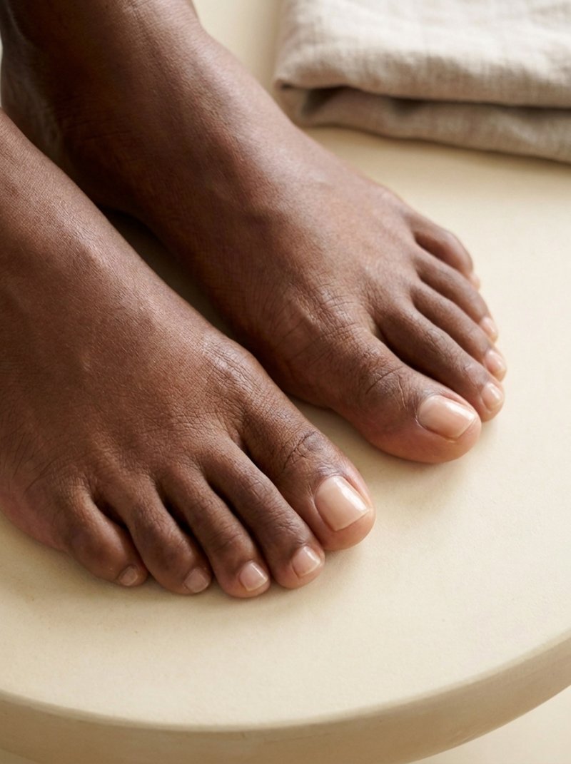 Dry pedicure — natural nail detail