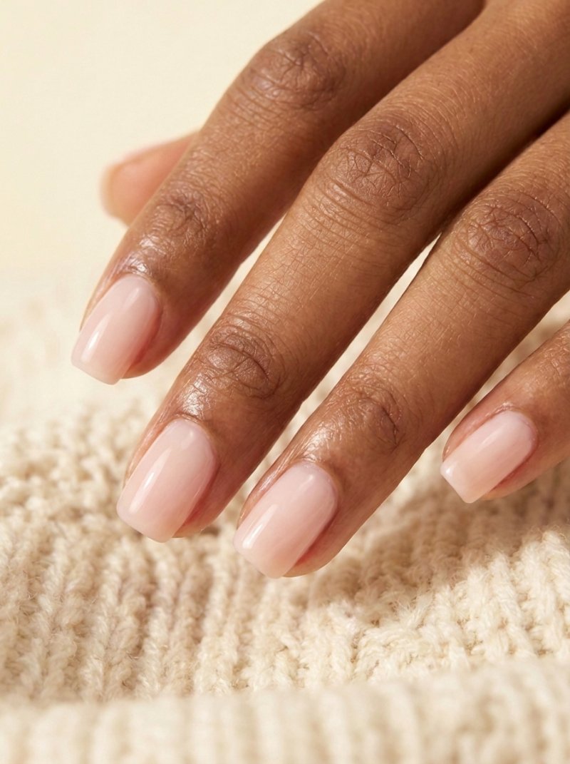 Short builder gel manicure — finish detail